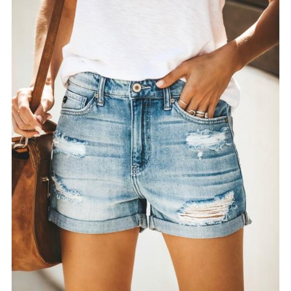 S. the Widow Pants - ARIANA Distressed Denim Shorts